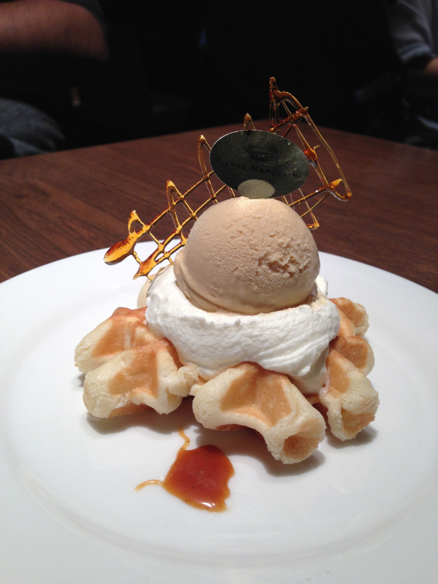 The Marcolini salt caramel waffle with caramel ice cream