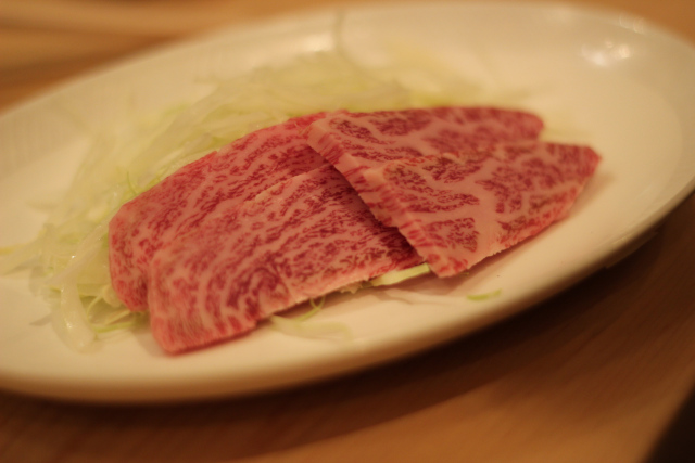Raw beef sushi