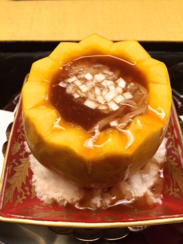 Sharkfin soup in a mango fruit